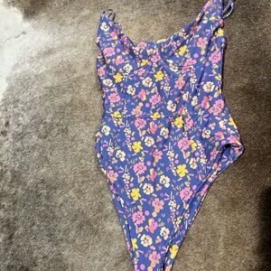 Skatie Purple Floral One-Piece Swimsuit with Pink & Yellow Flowers